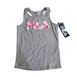 Girls Grey & Pink Camo Logo Fila Tank size M